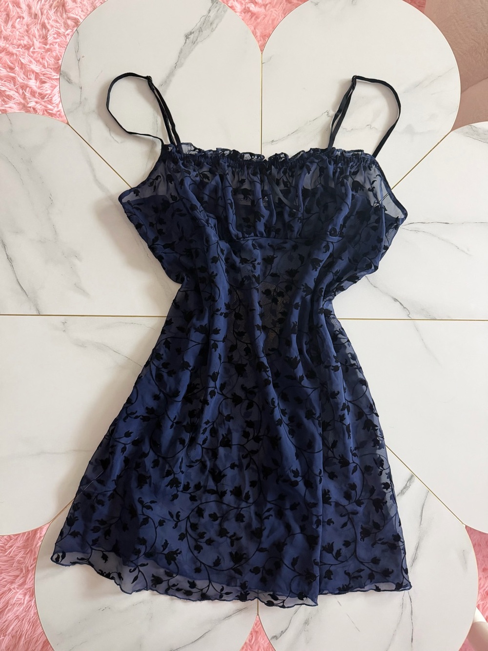 Victoria's Secret Navy and Black Sheer Floral Slip - Picture 6 of 6